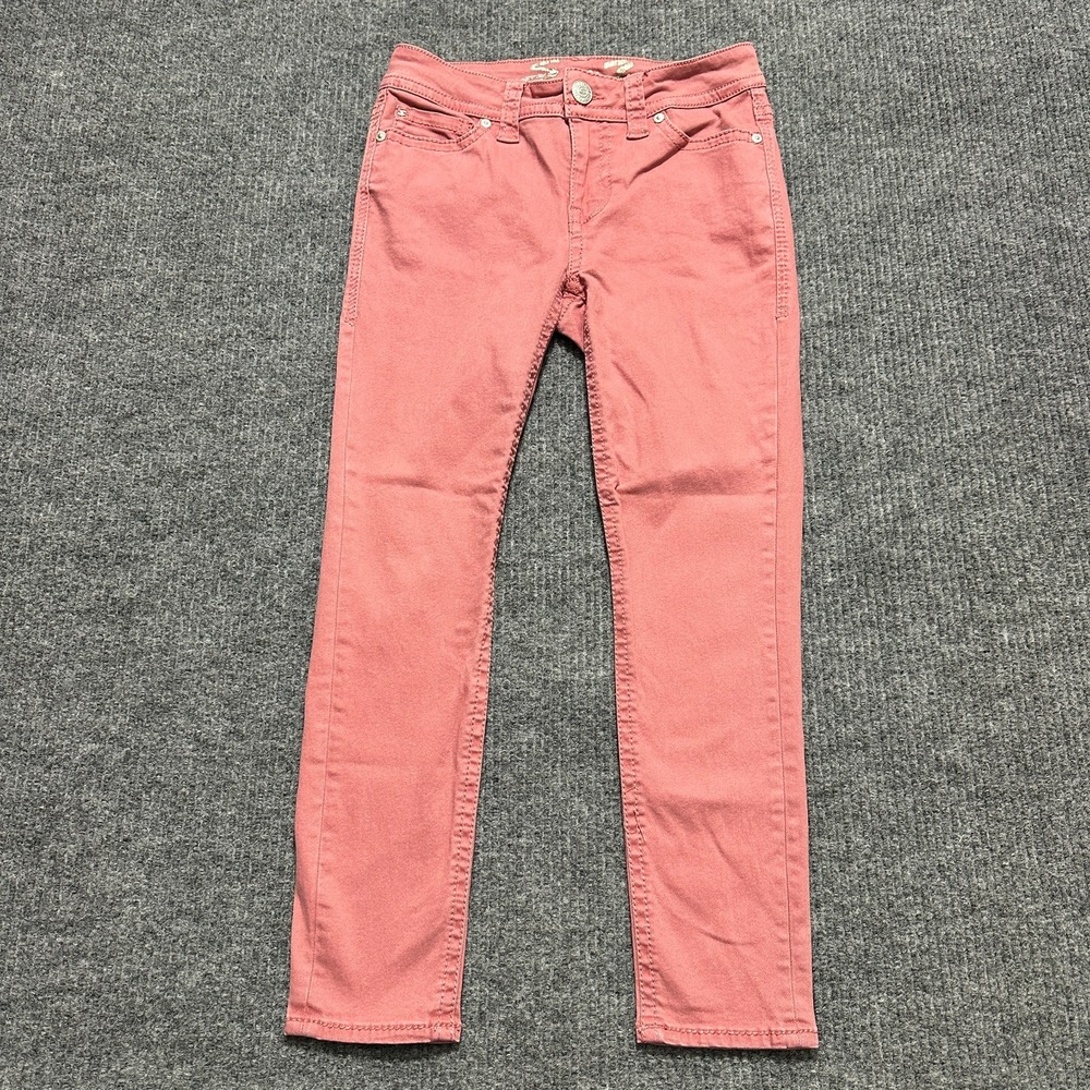 Seven7 Starlette Crop Pants Womens Size‎ 4 Pink Flap Pocket Stretch Low Rise
